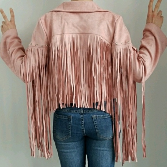 JACKET FAUX SUEDE FRINGED JACKET - Picture 4 of 4